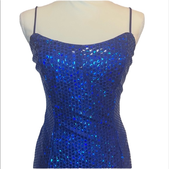 Vintage L.A. GLO 💙 NWT- Blue Sequin Mini Dress - Picture 5 of 13
